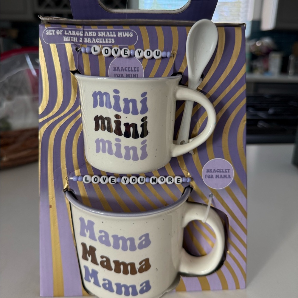 Mini and Mama Mug Set - Cream and Purple